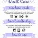 Quilt Care Instructions Printable Free