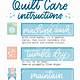 Quilt Care Instructions Printable
