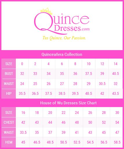 Quince Sizing Chart