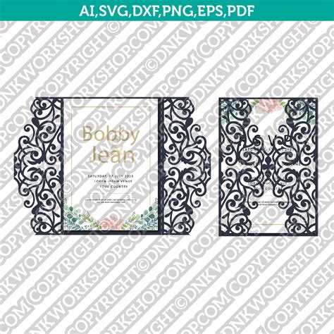 Download Quinceanera Gate Fold Wedding Invitation Files DXF Files