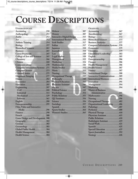 Quinnipiac Course Catalog