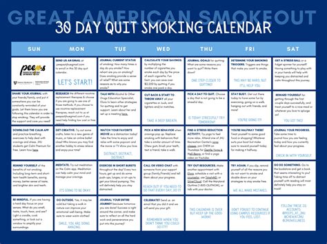 Quit Smoking Calendar Printable