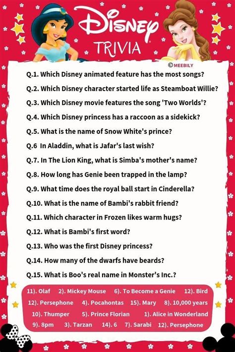 Quiz Riddle Disney Fan Answers