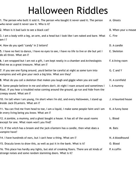 Quiz Riddle Halloween Challenge Answers