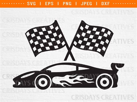Download Racing Car with Flags SVG File - SVG Design Commercial Use DXF Files
