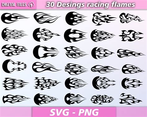 Rev Up Your Creativity with Fiery Racing Flames SVG Designs