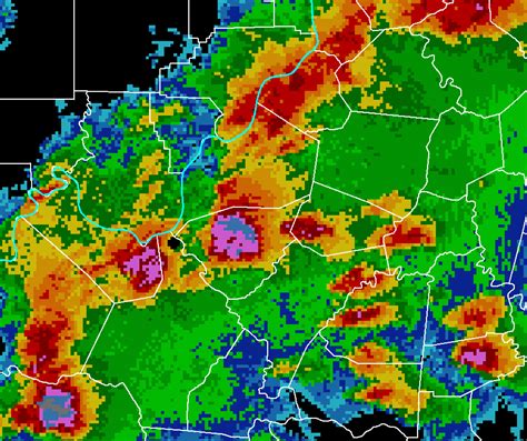 Our current local radar view of Tropical Storm Emily. Her center of