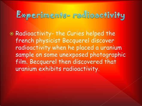 The Curies' experiments with radioactivity