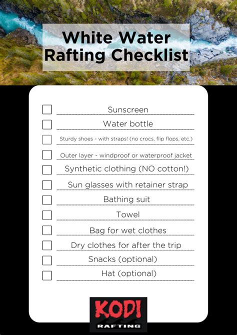 Rafting Gear checklist