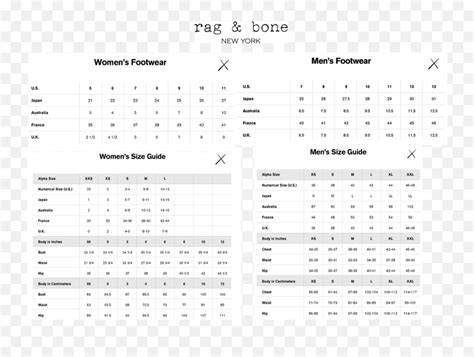 Rag Bone Size Chart