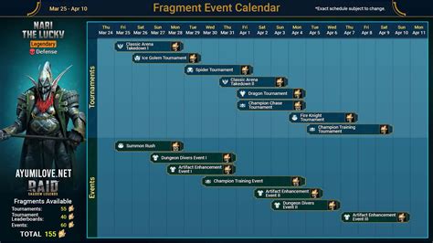 Raid Fusion Calendar