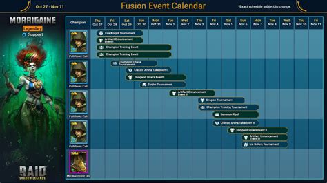 Raid Shadow Legends Event Calendar