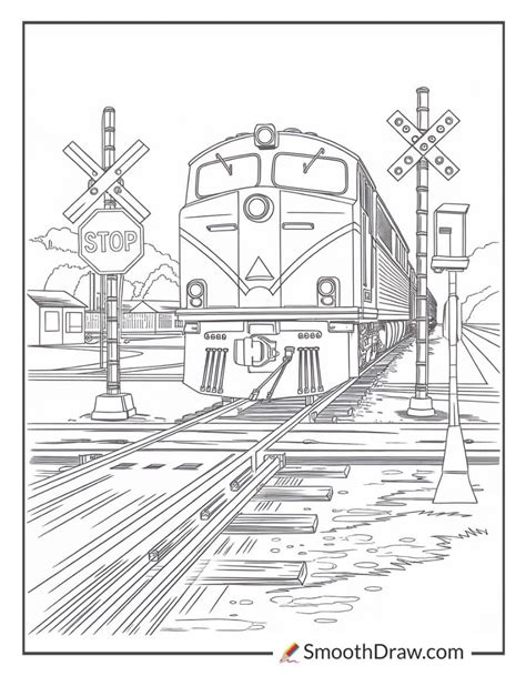 Railroad Crossing Coloring Page
