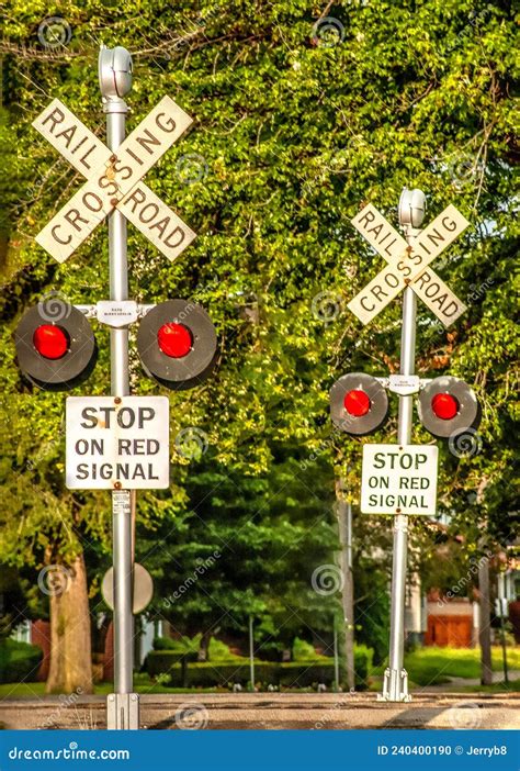 Railroad Crossing Signals Flashing