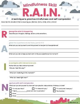 Rain Mindfulness Worksheet