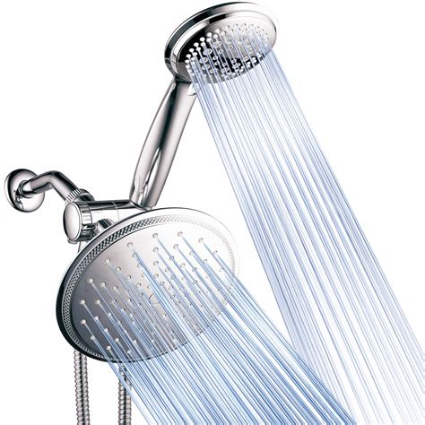 Flexible Double Rain Hotel Spa Dual Shower Head Combo Polished Chromein Shower Faucets from