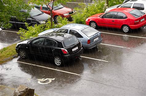 Rain Wet car parking