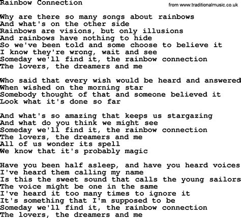 Rainbow Connection Lyrics Printable