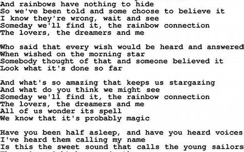 Rainbow Connection Lyrics