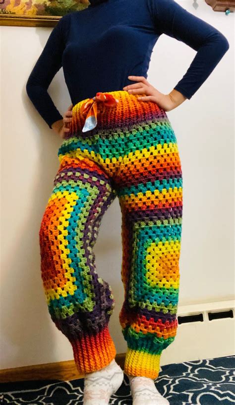 Rainbow Crochet Pants