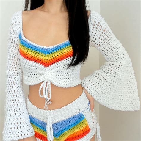 Rainbow Crochet Top