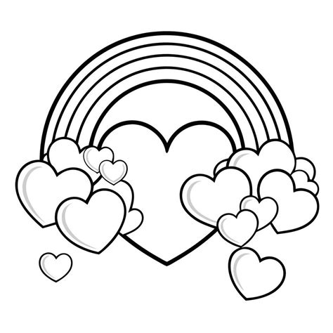 Rainbow Heart Coloring Page