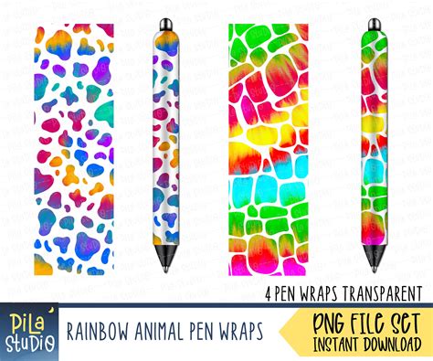 Download Rainbow Leopard Pen Wraps PNG File Set Easy Edite