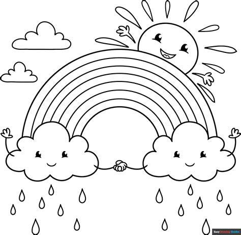 Rainbow With Clouds Coloring Page