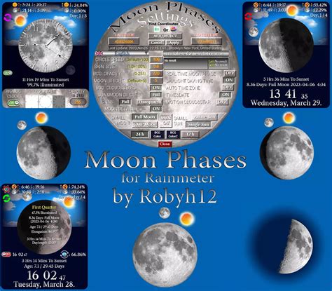 Enchanted Lunar Magic: Illuminate Your Desktop with Rainmeter's Exquisite Moon Phase Skin