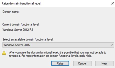 Raise Domain Functional Level 2012
