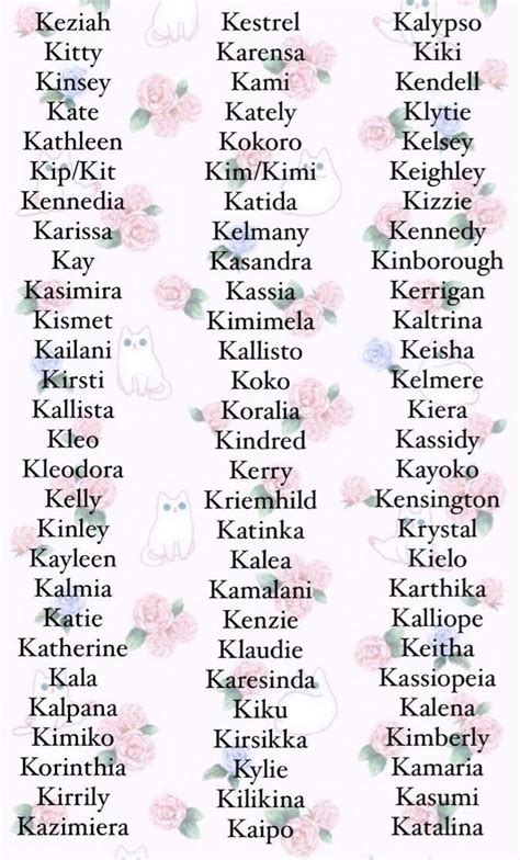 Random Girl Names That Start With K