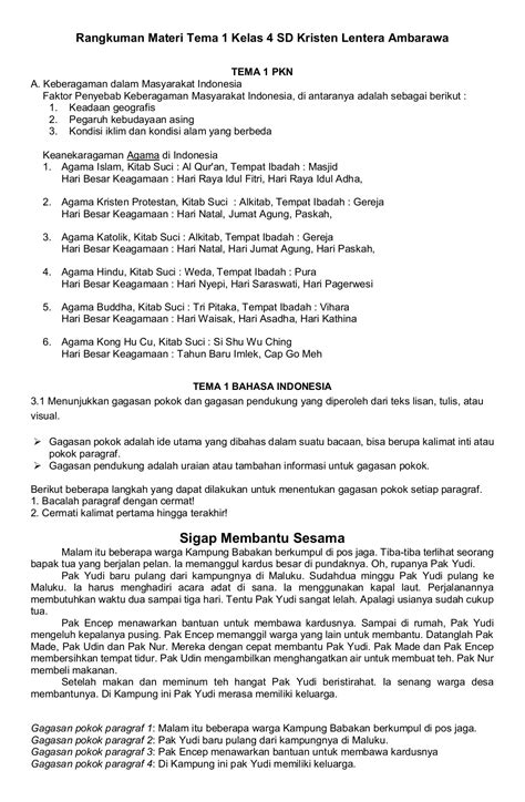 Contoh Soal Ulangan Tema 1 Pendidikan di Indonesia