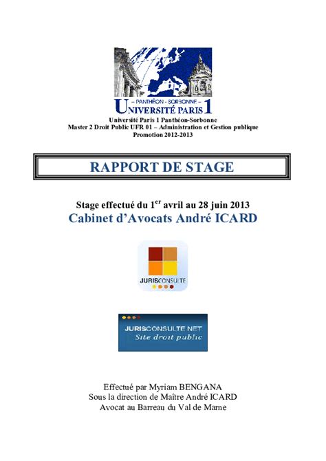 Rapport De Stage Avocat