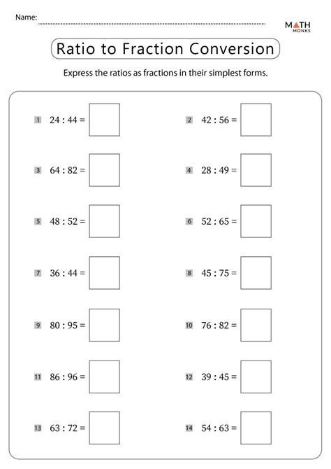 Ratio To Fraction Worksheet