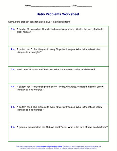Ratio Word Problems Worksheets