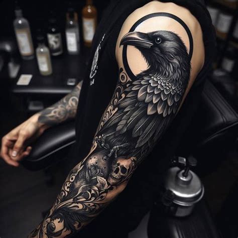 Raven Sleeve Tattoo