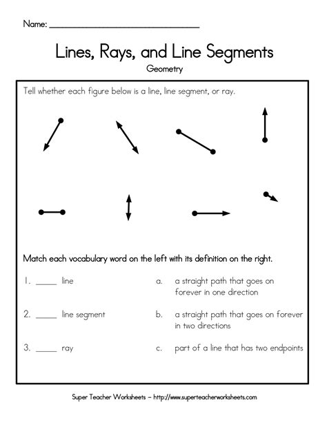 Rays And Line Segments Worksheets