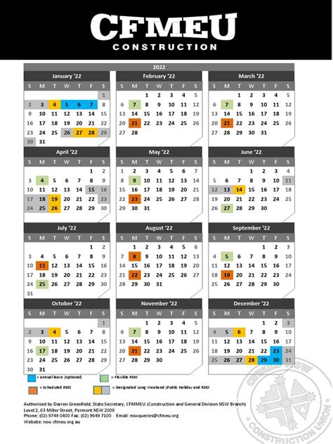 Rdo Calendar 2022