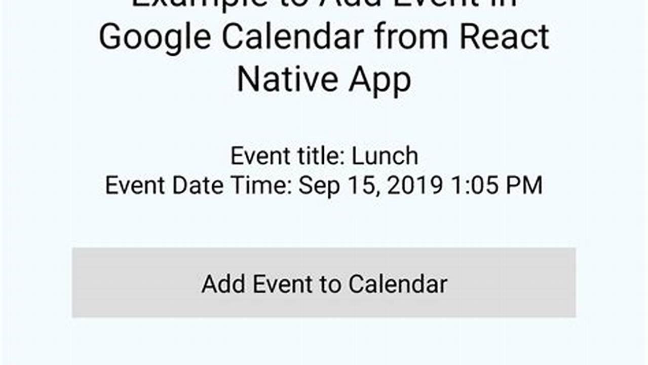 React Native Add Event To Calendar