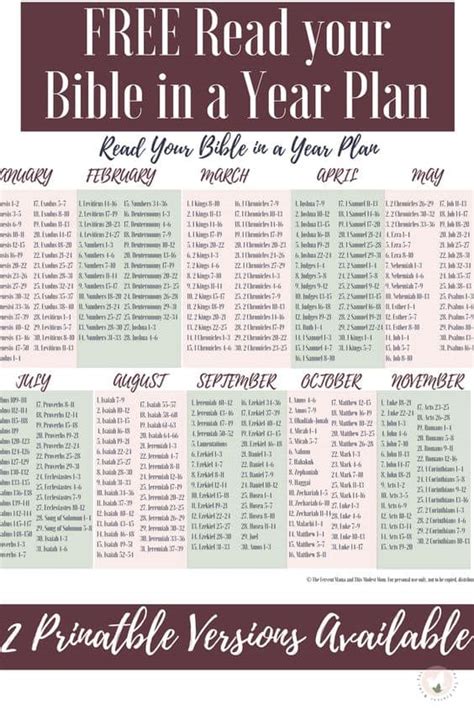 Read Through The Bible In A Year Printable