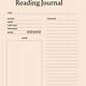 Reading Journal Template Free