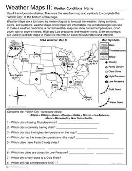 Reading A Weather Map Worksheet Answer Key