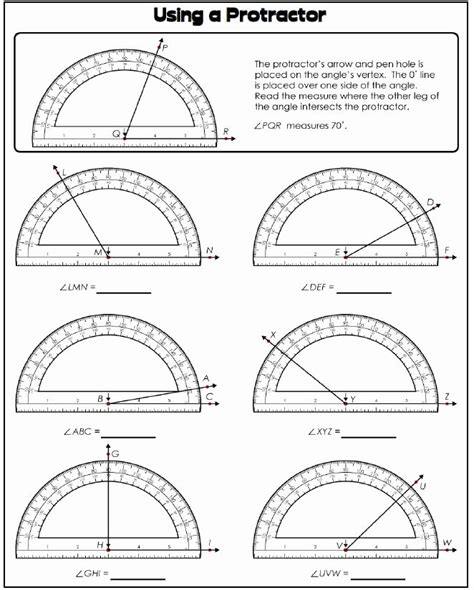 Reading Angles On A Protractor Worksheet