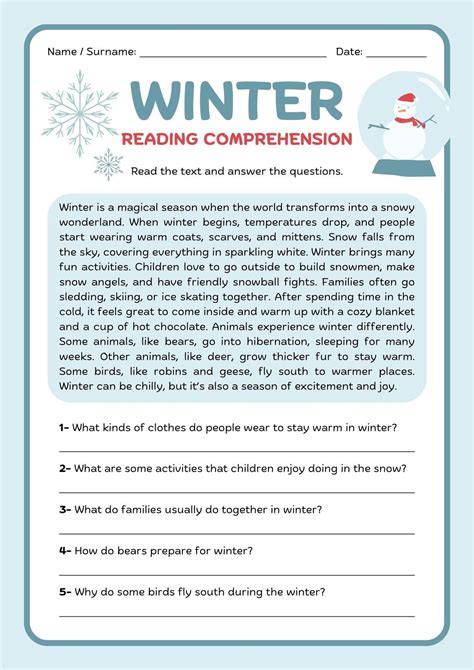 Reading Comprehension Worksheets For 3Rd Graders