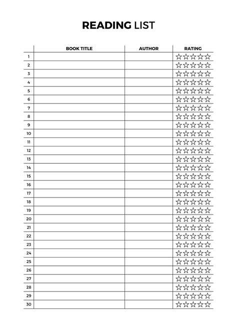 Reading List Templates Png