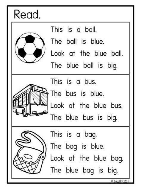 Reading Worksheet For Kindergarten