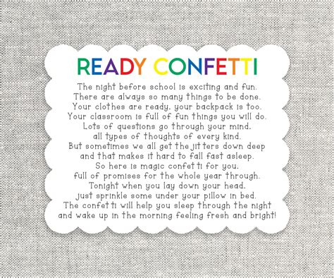 Ready Confetti Poem Free Printable
