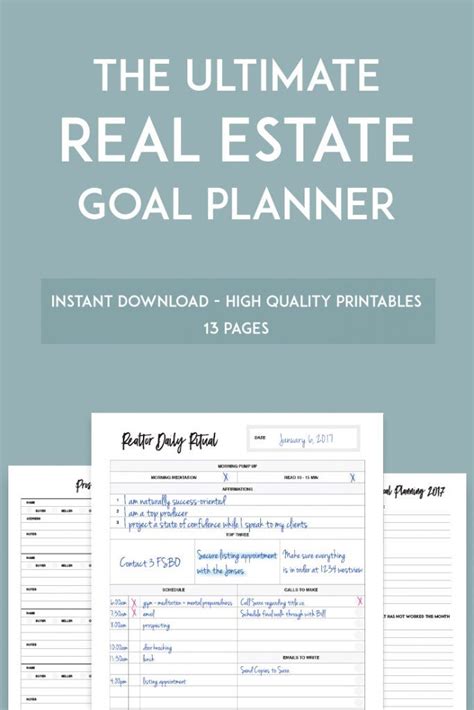 Real Estate Goal Setting Worksheet