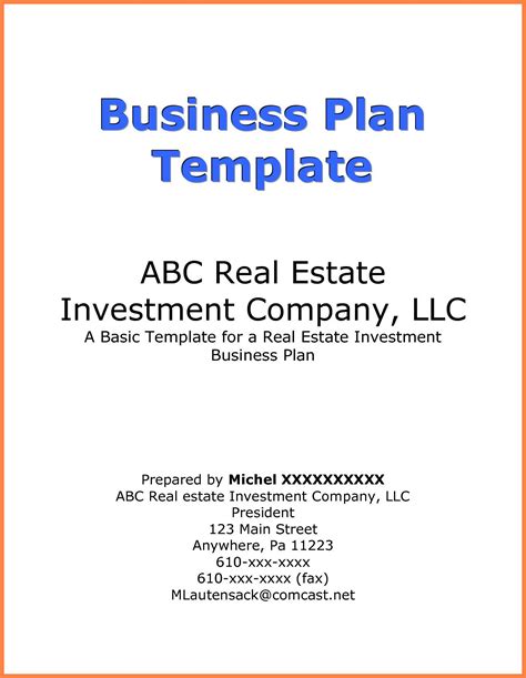 Real Estate Investment Partnership Business Plan Template