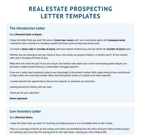 Real Estate Letter Templates Free